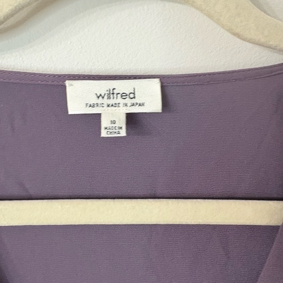 💙WILFRED Vignette silk blend short sleeve Dress Women’s 10 Purple Casual Office - Picture 3 of 4